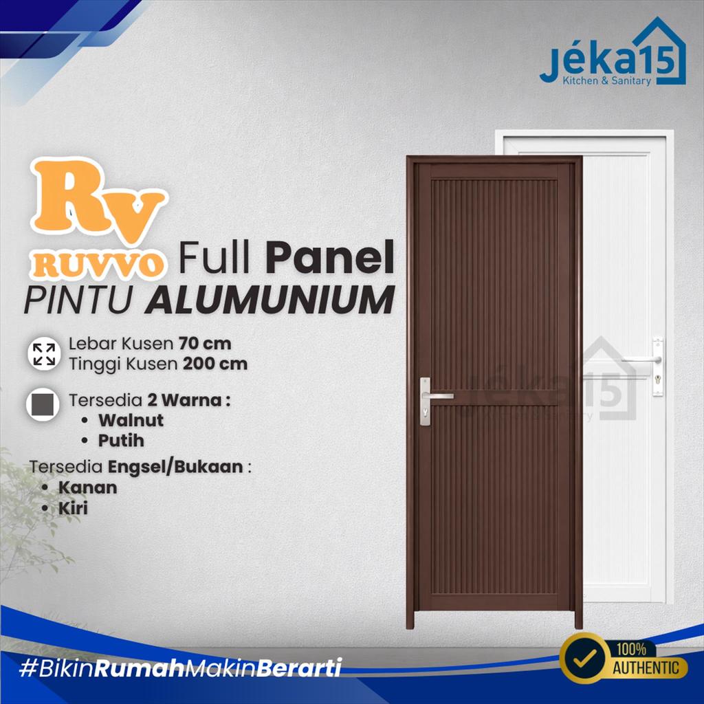 JEKA15 - RUVVO Pintu Alumunium Full Panel Putih Walnut