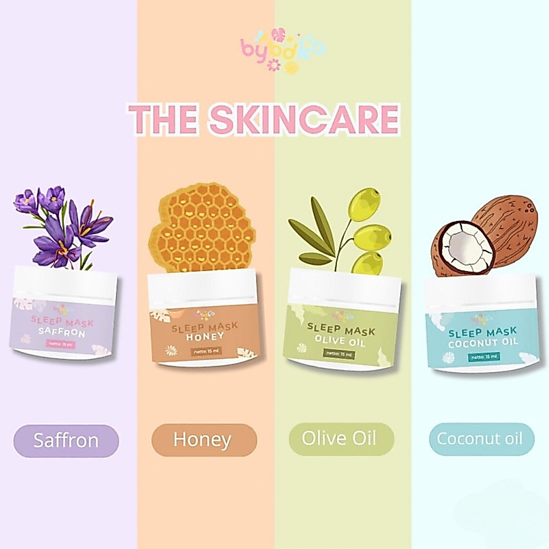 BRIA - BYBDKA SLEEPING MASK VARIAN SAFFRON BYBDKA OLIVE OIL BYBDKA COCONUT BYBDKA HONEY