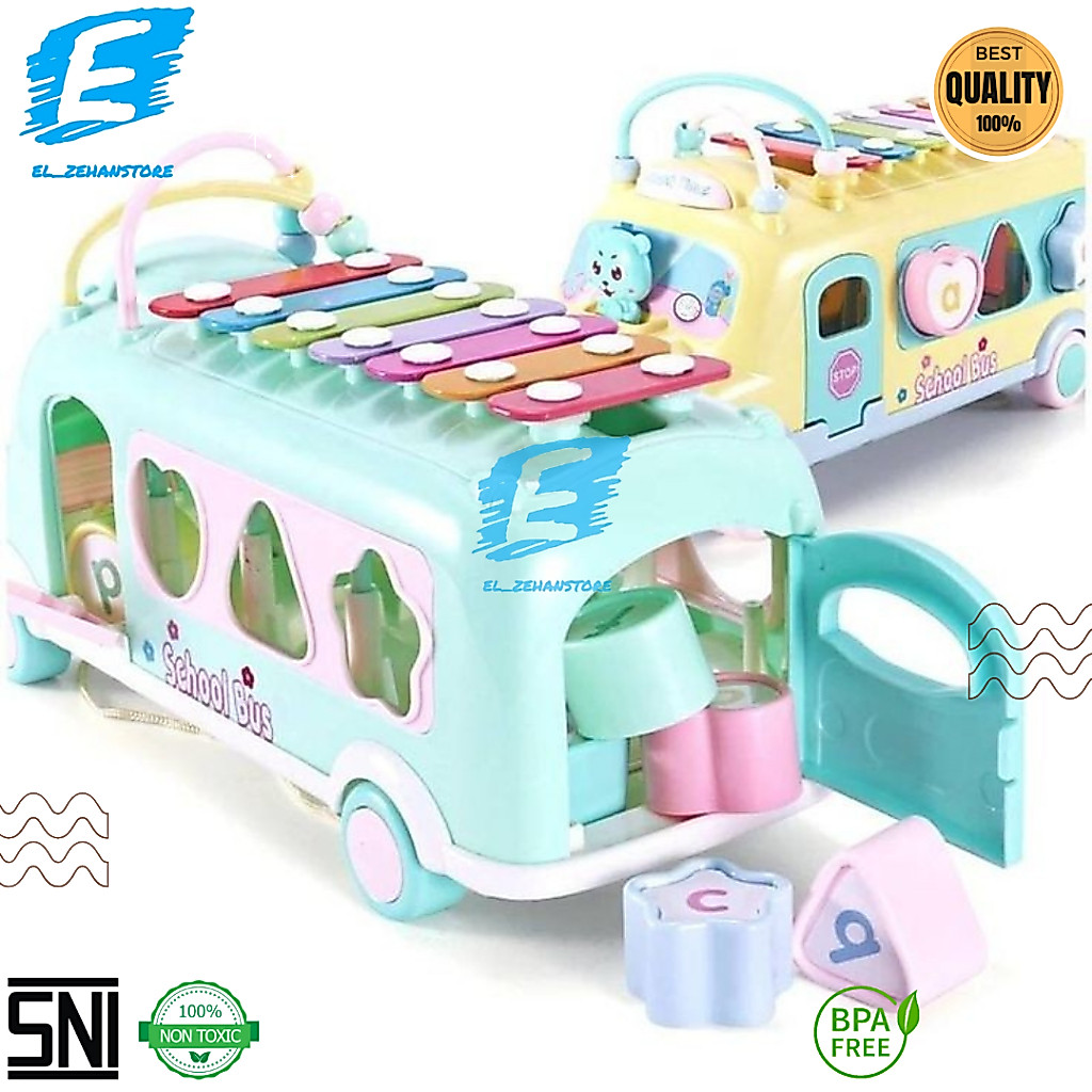 Mainan Edukasi Anak Musik Bus Xylophone | Xylophone Happy Music Bus