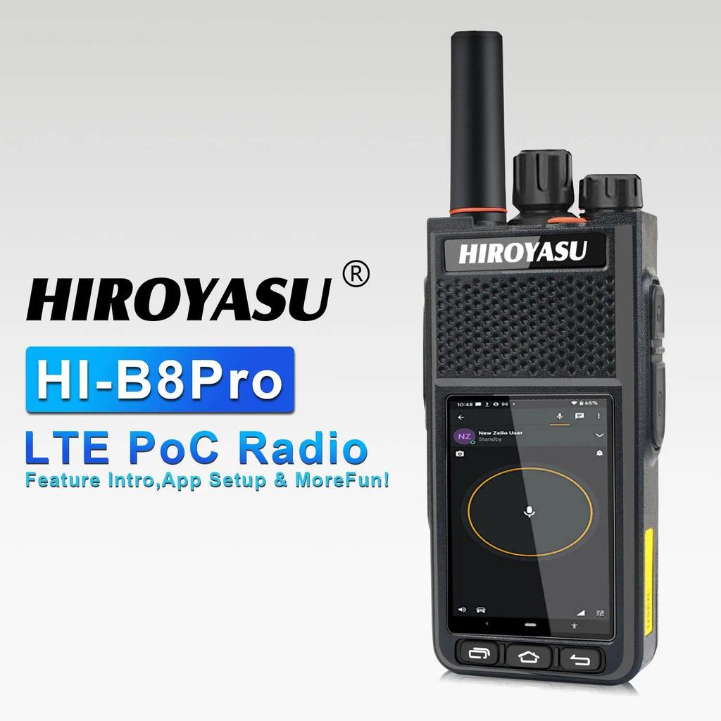 HIROYASU HI-B8Pro PoC Network Walkie Talkie 2GB RAM 16GB ROM 2.4-In Touscreen Android9.0 OS 2G 3G 4G