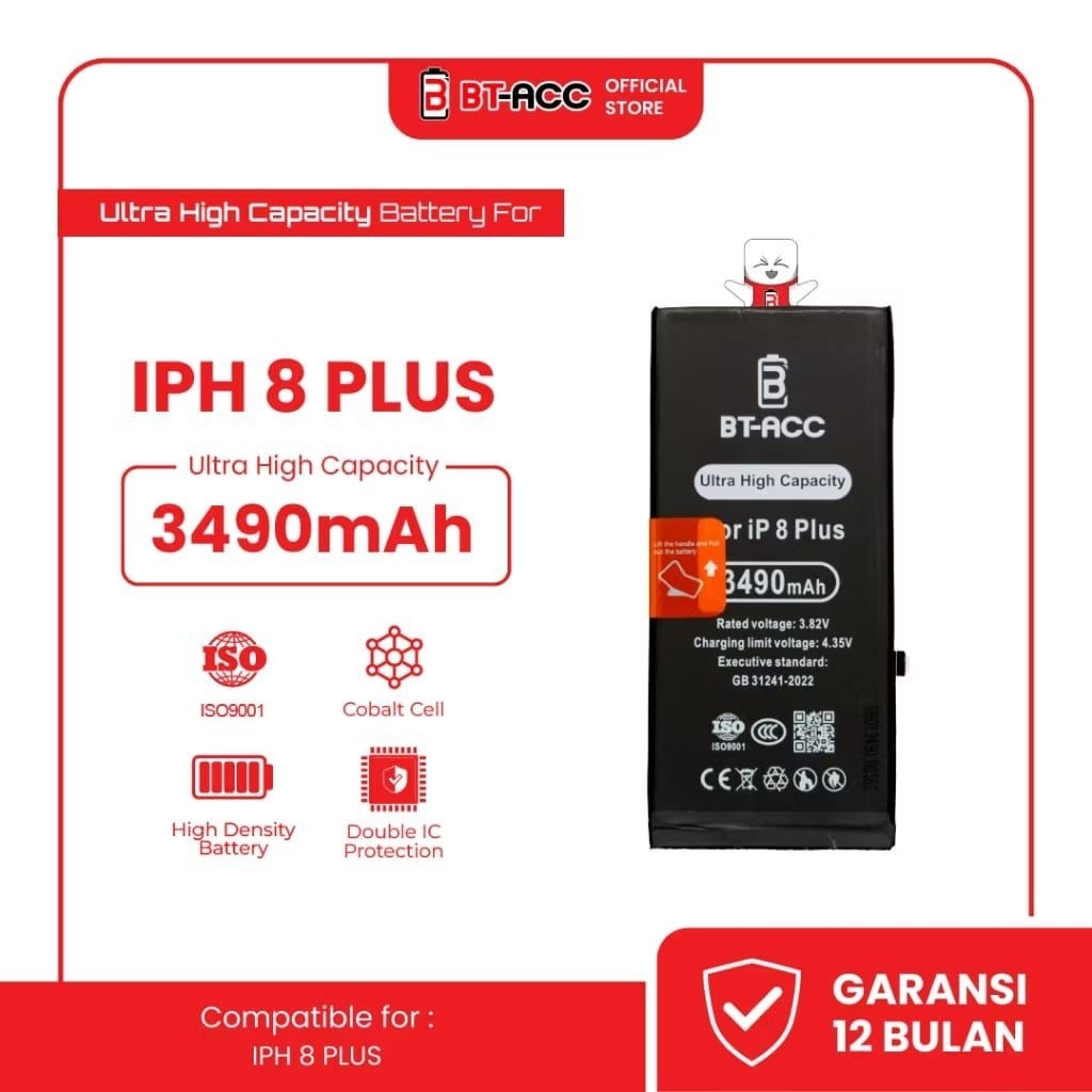 Bt Acc Ultra High CapaCity / Baterai Batre Premium 100% iPhone 8 Plus With 3490 Mah Baterai Batre Or