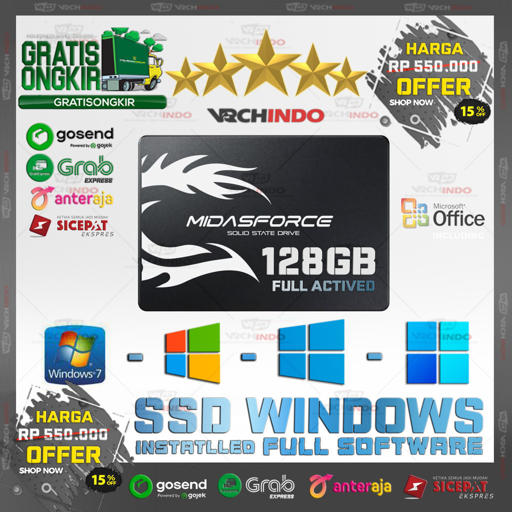 SSD SATA 3 Full Install Windows Pro Updated - Plug and Play | Full Software Included 