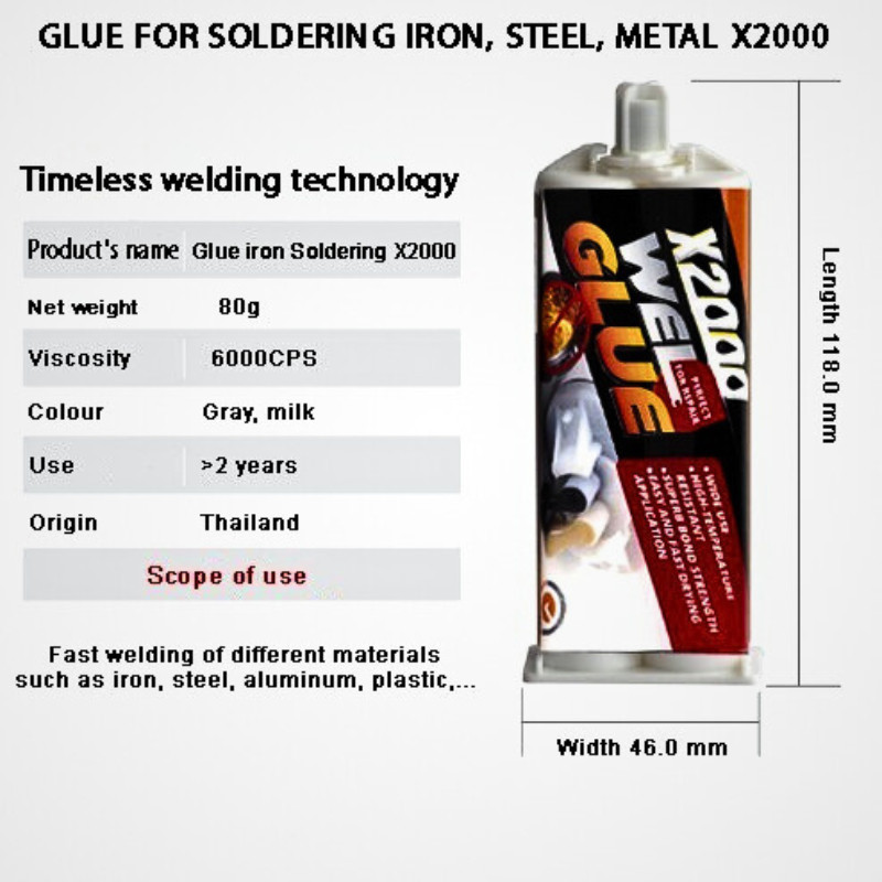 PROMOLem Solder X2000 Lem Besi Super Kuat Tahan Panas Tahan Benturan untuk Perbaikan Mesin Motor Tan
