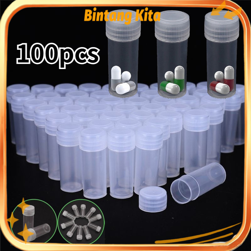 100pcs 5ml Botol Sampel Plastik Toples Botol Mini Kecil Sampel Sample Bottle Toples Botol Mini