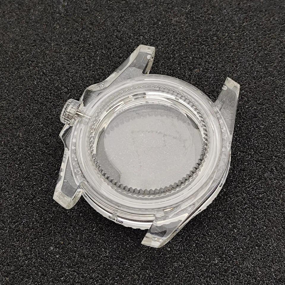 Casing Jam Tangan NH35 GMT 405mm Transparan untuk Pria, Cocok untuk Mesin Jam NH34 NH35 NH38, Kotak 