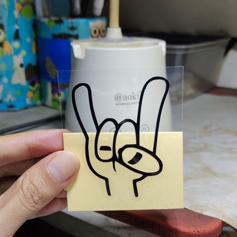 stiker cutting tangan metal
