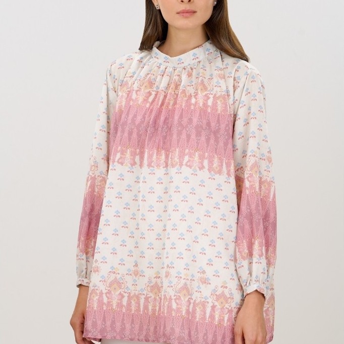 Benang Jarum - Benang Pelangi Blouse - Ivory/Pink