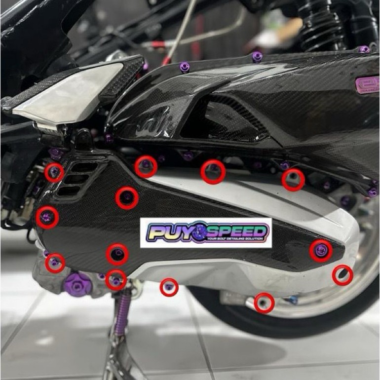 Baut Titanium CVT Set Honda 160 | PCX ADV Vario 160 | Full Set Baut Cover CVT Stylish