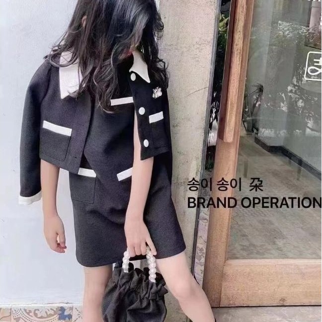 DRES ANAK IMPORT ROMPI CARDIGAN BLEZER 2 IN 1 USIA 5-13 TAHUN /DRESS BANGKOK ANAK