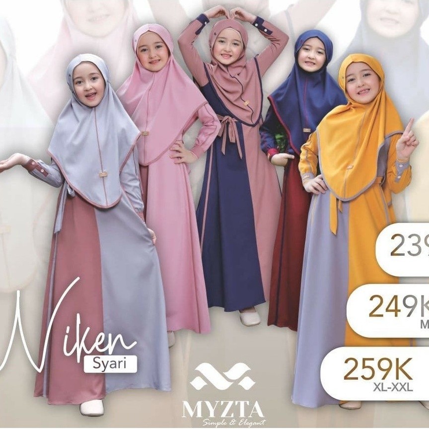 [SILVER] SET GAMIS ELEGAN MYZTA NIKEN SERIES SET GAMIS DEWASA DAN GAMIS ANAK GAMIS KIDS MYZTA NIKEN 