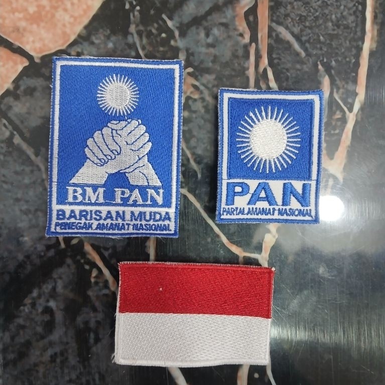 logo bordir partai BM PAN barisan muda merah putih.PAN