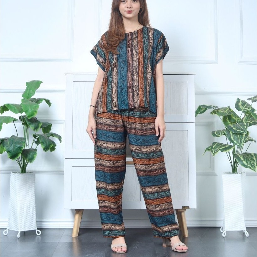 Gf-Piyama Setelan Kayu Rayon Premium Setelan Motif Jumbo Terbaru