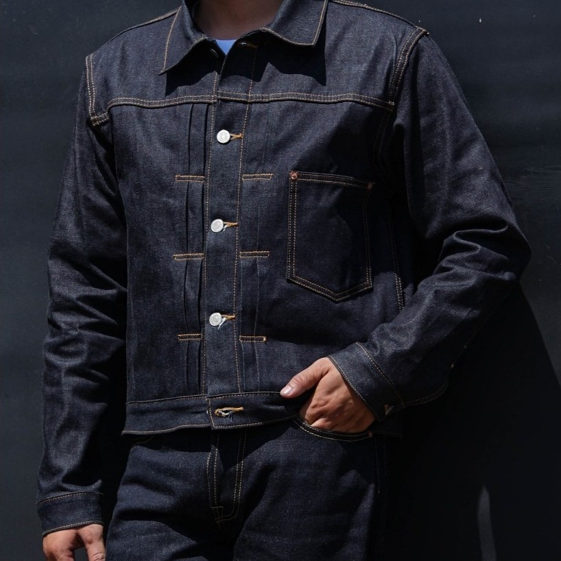 best sale mihane jeans - jacket pria denim - hardloom type i cinchback 14oz sanforized