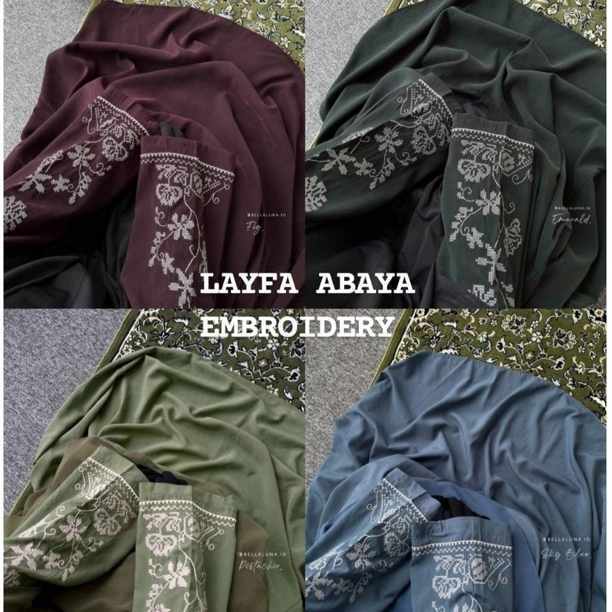 LAYFA ABAYA BORDIR BELLALUNA/ GAMIS BORDIR/ ABAYA BORDIR BUNGA/ ABAYA BELLALUNA/GAMIS BELLALUNA