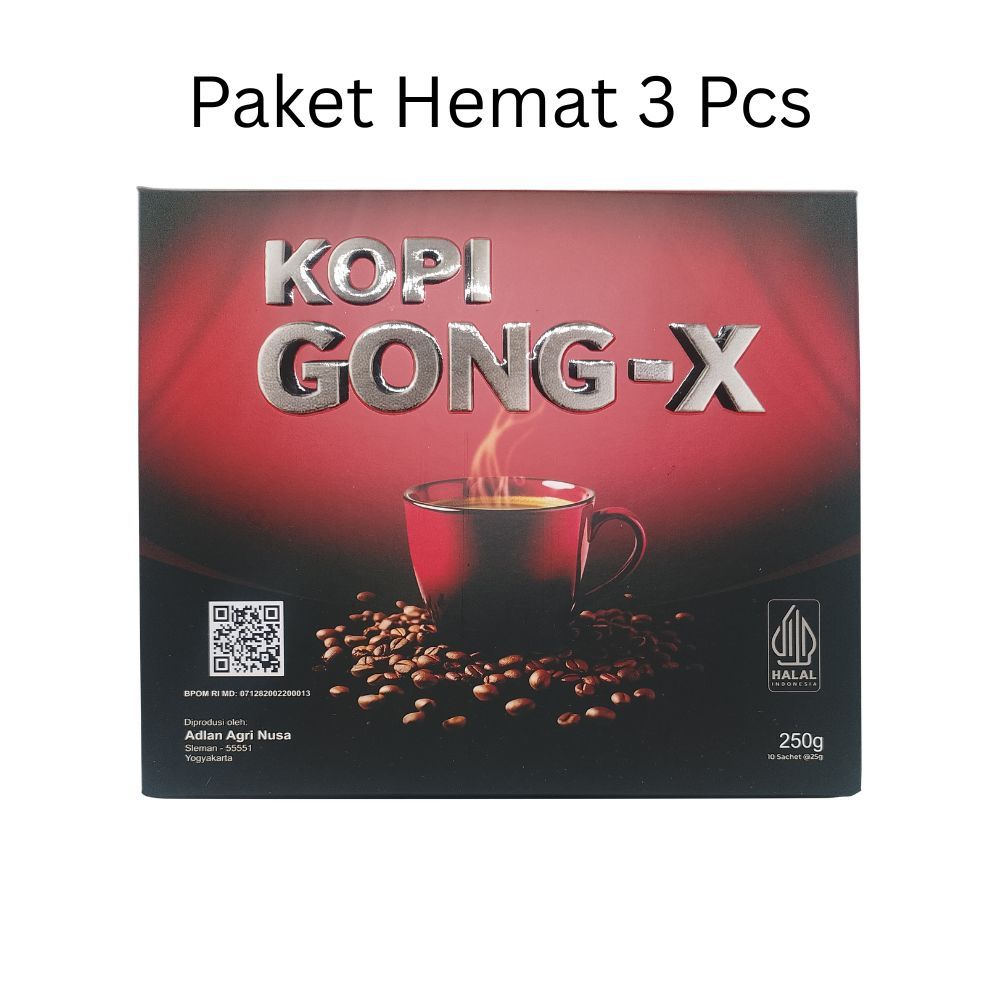 Paket 3 Pcs Kopi Gong-X Original isi 10 sachet BPOM Robusta Bubuk Asli Susu Kapulaga