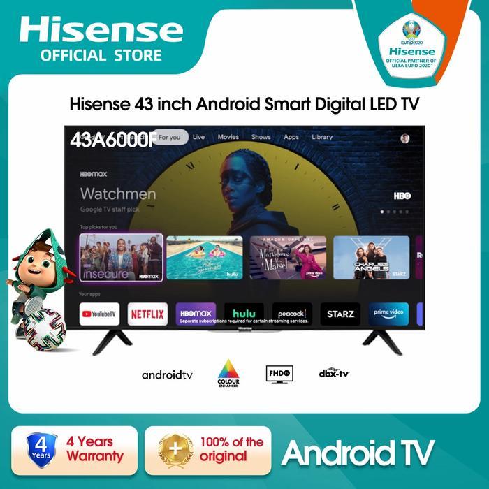 HISENSE 43A6000F LED TV -43 INCH SMART TV ANDROID 9.0 UHD VOICE SEARCH