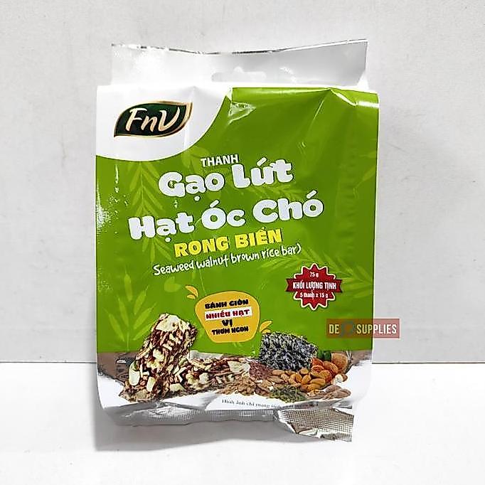 FnV Brown Rice Bar Snack Vietnam 75gr isi 5 - Pork Floss / Seaweed Walnut / Chicken Breast / Boat Ca
