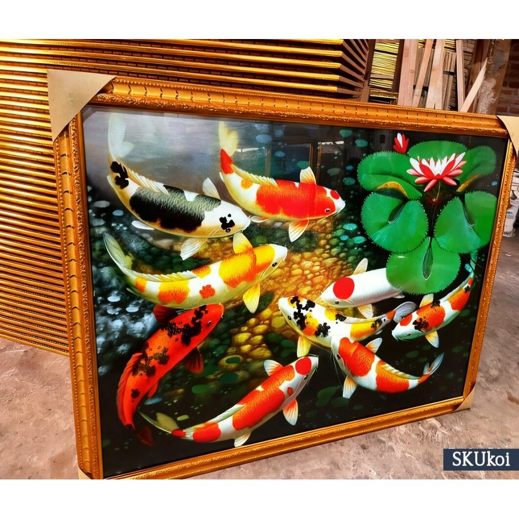 Hiasan dinding aesthetic ikan koi jumbo lukisan ikan koi jumbo