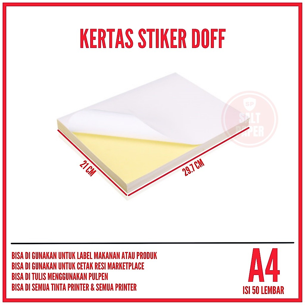 Kertas Stiker HVS A4 isi 50 lembar / Stiker Label Makanan A4 / Sticker Label Makanan A4