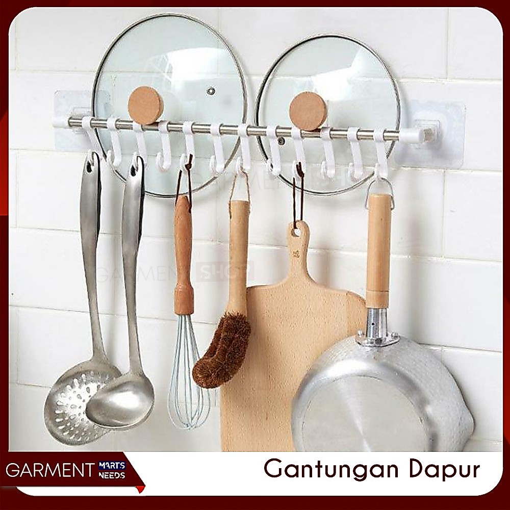 Rak Gantung Cantolan Alat Dapur Handuk Tempel Dinding Stainless Steel