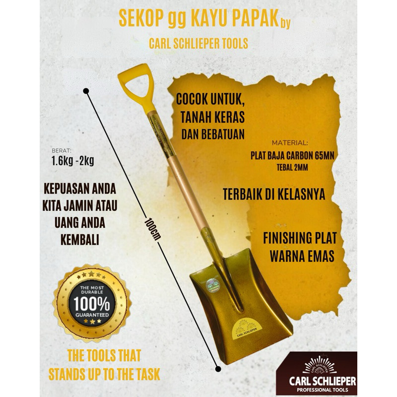 Terbaru CARL SCHLIEPER Sekop Gagang Kayu Papak Lancip Sepadan Spadan Spardan
