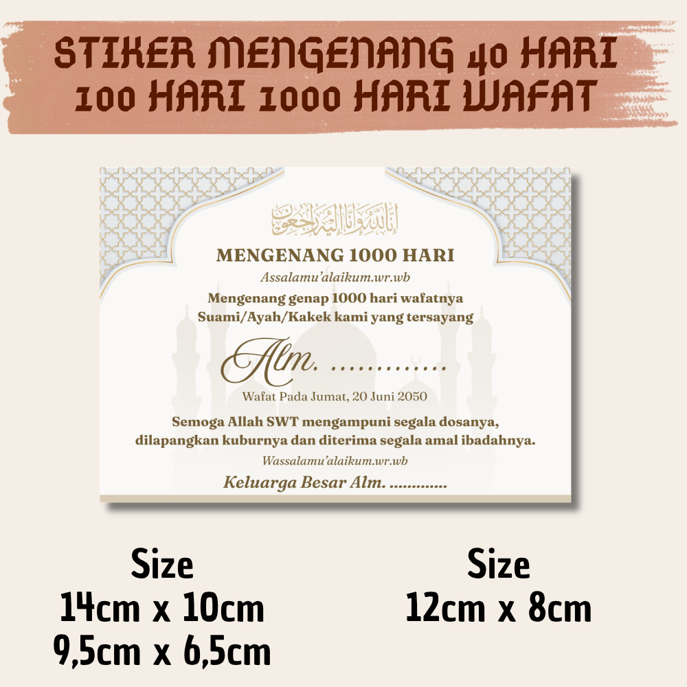 Stiker mengenang 40 hari 100 hari 1000 hari wafat meninggal Aesthetic Murah 2026 Sticker Label Gloss