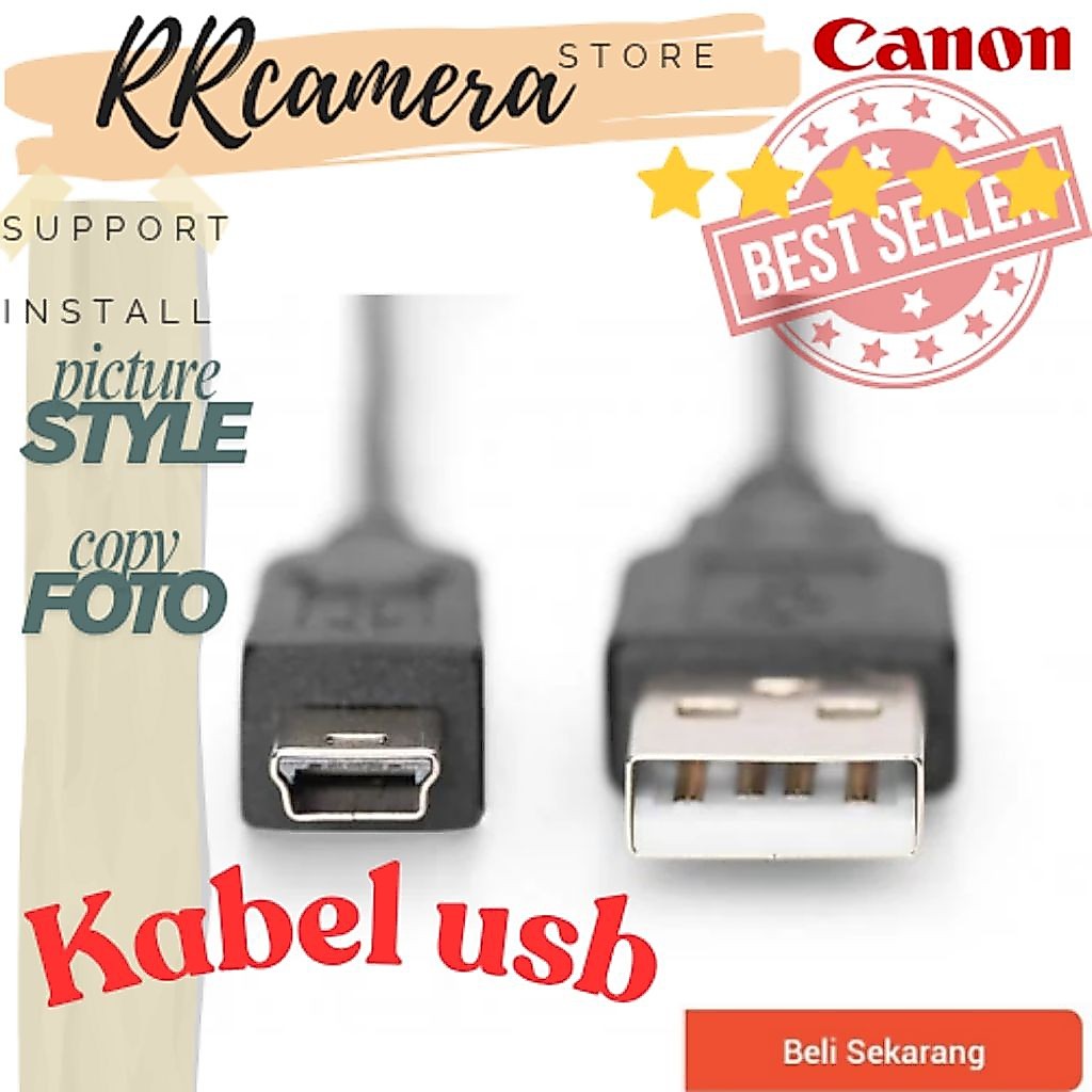 Kabel Data Usb Canon 1000D 1100D 1200D 1300D 1400D 1500D  350D 400D 500D 550D 600D 650D 700D 750D 76