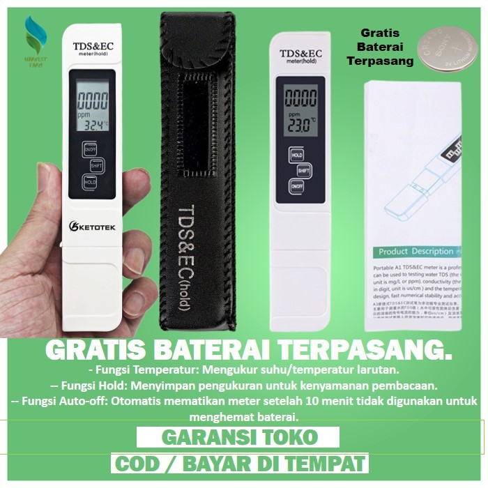 Tds Meter & Ec Meter Hidroponik Multitester Alat Ukur Hidroponik Kit Tds Hidroponik Tds Meter Dan Ph