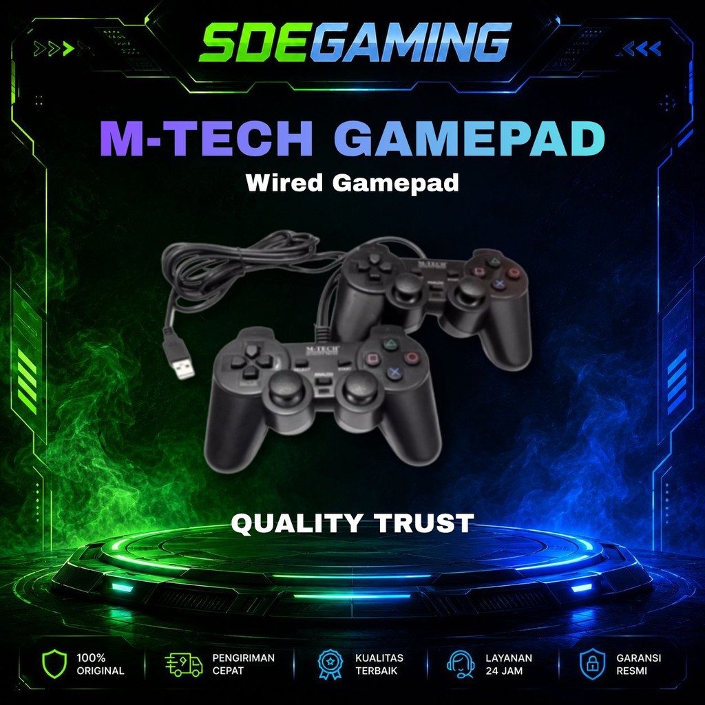 M-Tech Gamepad Stik PC Joystick Stick PC Double Getar Garansi Resmi Original