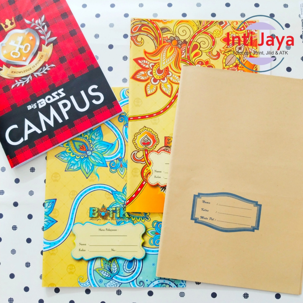 Sampul Coklat Polos Batik Buku Boxy/ Sampul Buku Panjang
