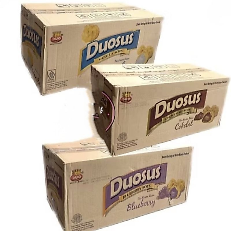 [ 1 karton isi 30 pouch ] Duosus coklat/vanila/keju/blueberry soes
