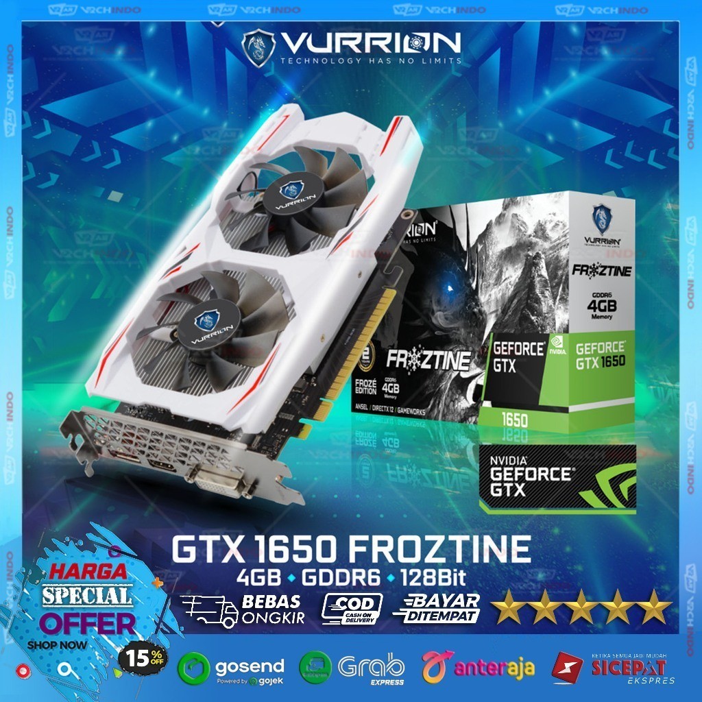 Vurrion VGA Card GTX 1650 / NVIDIA GPU 4GB / GDDR6 128-Bit Video Card 