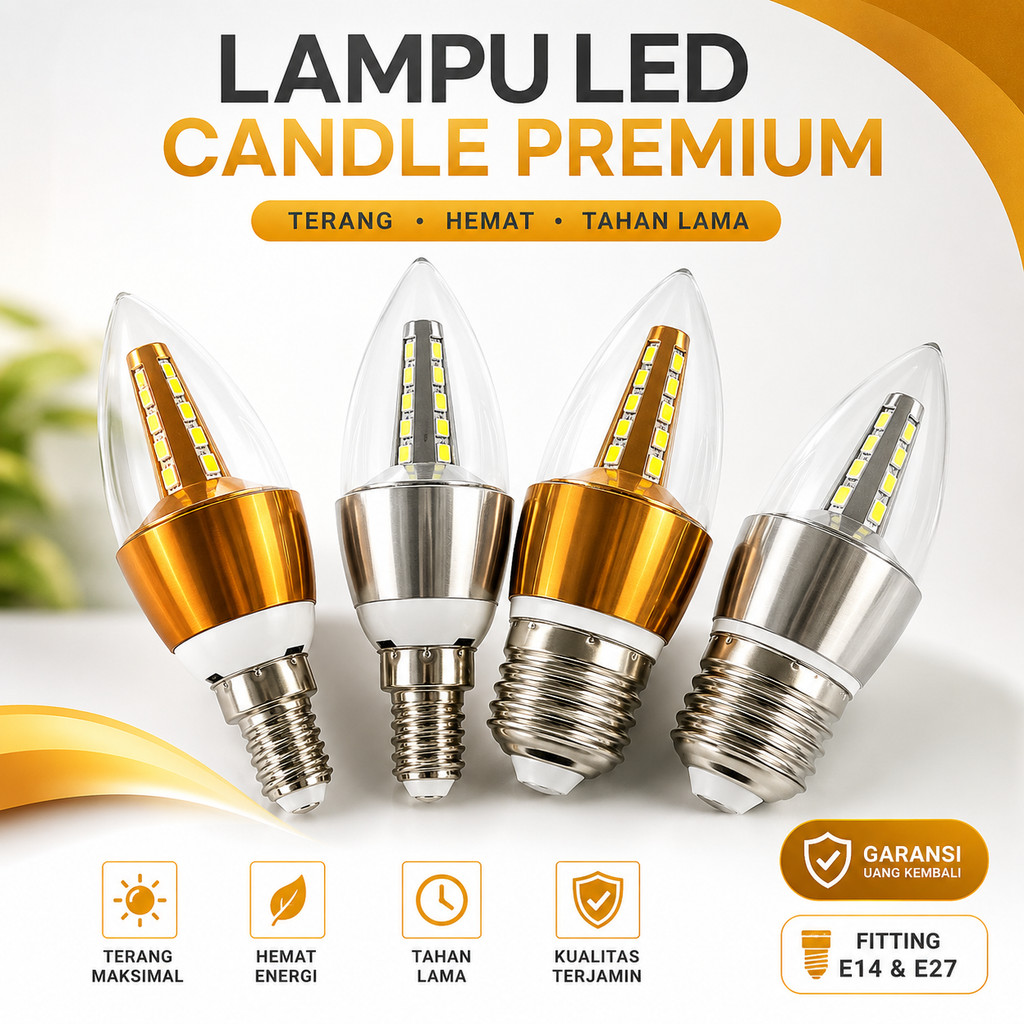 LAMPU CANDLE LED BOHLAM LAMPU HIAS FITTING E27 DAN E14 / LAMPU JAGUNG LILIN / BOHLAM LED