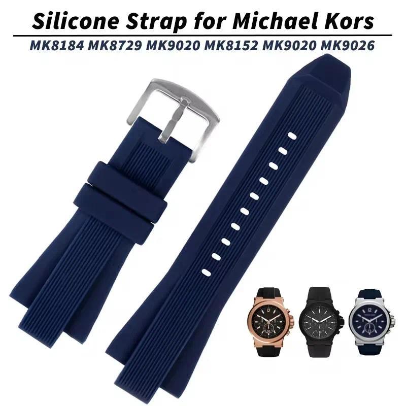 Silicone Wat Band for Miael Kors MK8184 MK8729 MK9020 MK8152 MK9020 MK9026 Soft Wat Strap Men Replac