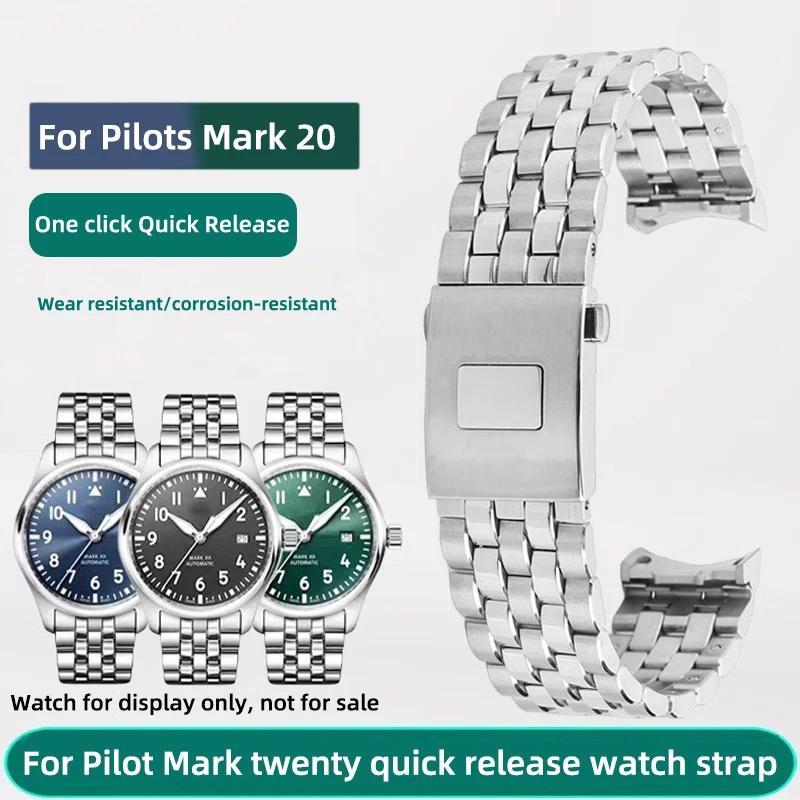 Tali baja tahan karat 20mm untuk gelang IWC, tali baja 40mm untuk jam tangan pilot Mark 20 IW328204 