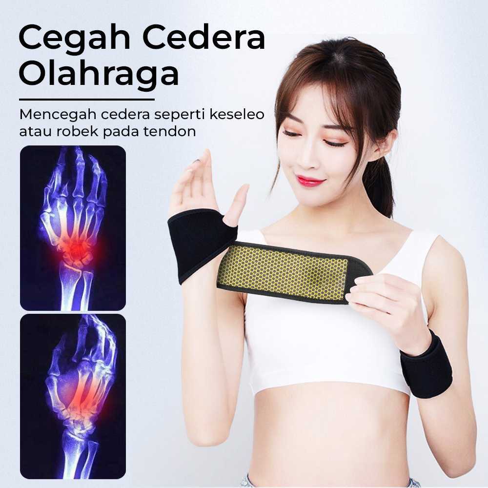 COD 1 Pcs Deker Wristband Handband Hand Wrist Strap Wrap Sport Support Protector Olahraga Magnetik A