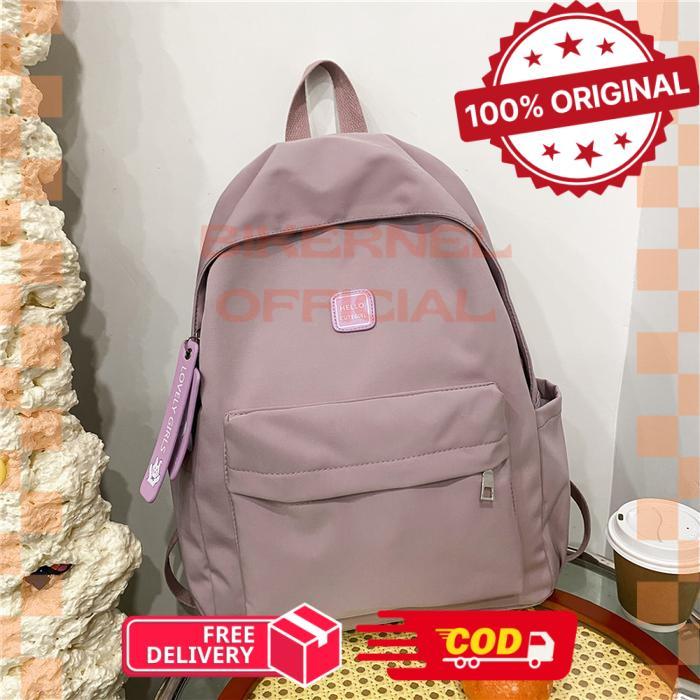 Tas Ransel Pastel Riby Korean Nilon backpack Import polos Tas sekolah laptop lucu kuliah remaja - Li