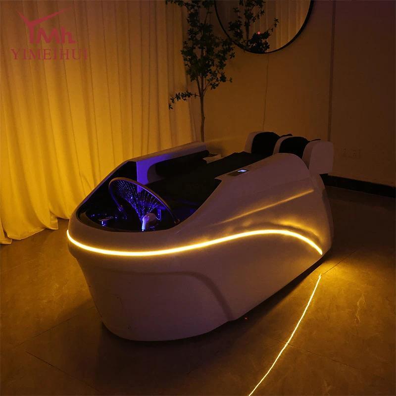 Salon Head Spa Shampoo Massage Bed Synthetic Leather Head Therapy Bed Automatic Massage Shampoo Chai