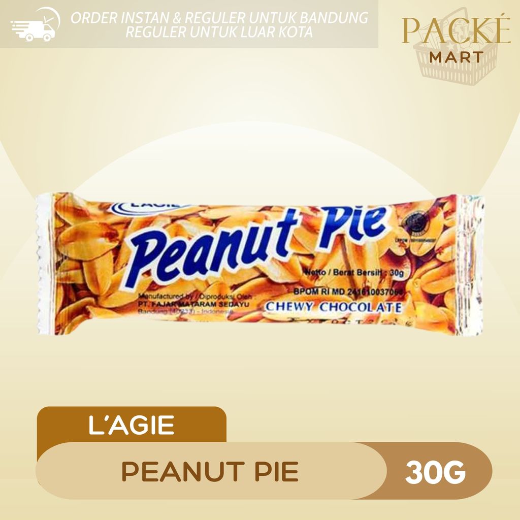 L'agie / Peanut Pie 30g / Chocolate Peanut / Kacang Salut Cokelat Susu Manis / Chewy Chocolate