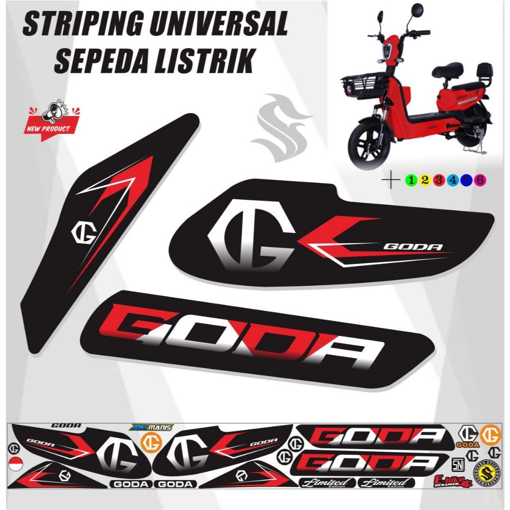 STIKER SEPEDA LISTRIK / STRIPING MOTIF GODA SEPEDAH LISTRIK VARIASI / STIKER SEPEDAH LISTRIK