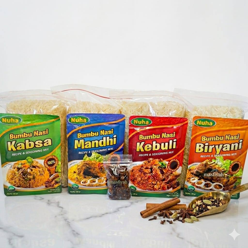 Paket beras basmati + bumbu instant nuha + kismis paket basmati kebuli mandhi kabsah biryani basmati