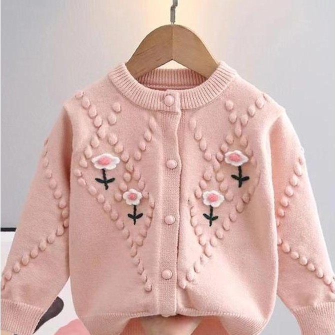 Kardigan Anak Perempuan Tebal  / Sweater Outer Anak Cewek Halus Lembut / Baju Rajut Anak Perempuan M