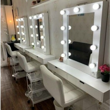 Kaca Cermin Salon Barber Make up Cermin Lampu Salon Rias kaca Meja Dinding