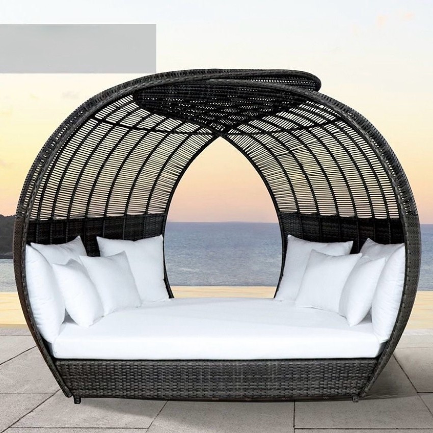 Daybed Rotan Sintetis Outdoor Terbaru Gazebo Jumbo Rotan Sintetis Kombinasi Busa Terbaik