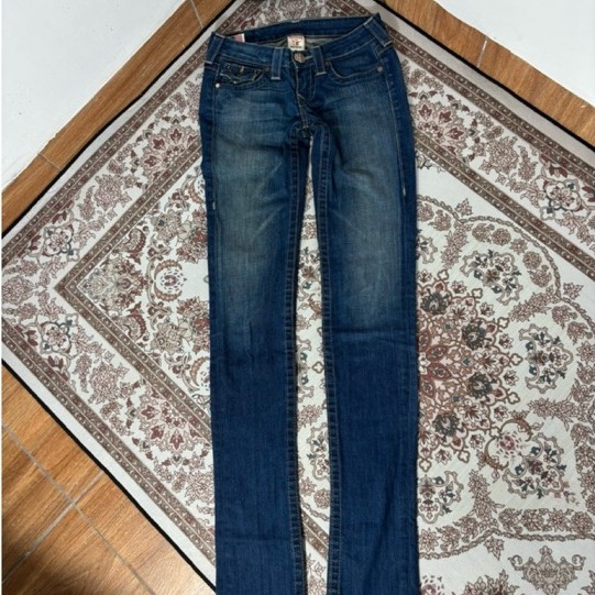 Celana Jeans Truu33 Religion Becky Vintage Bootcut Rhinestone Low-Rise