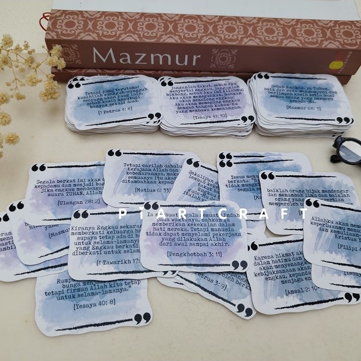 Kartu Ayat Alkitab 100 Lembar, Berwarna Estetik, Cocok untuk Paskah, Natal, Komunitas, Renungan, dan