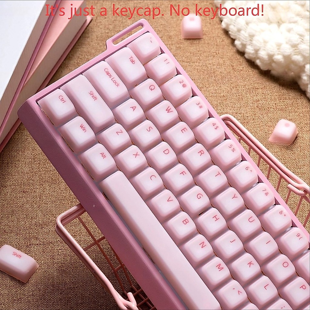Pink White Silicone Pudding Keycaps 113 Keys Soft Jelly Cherry Profile Light Transmitting Foggy for