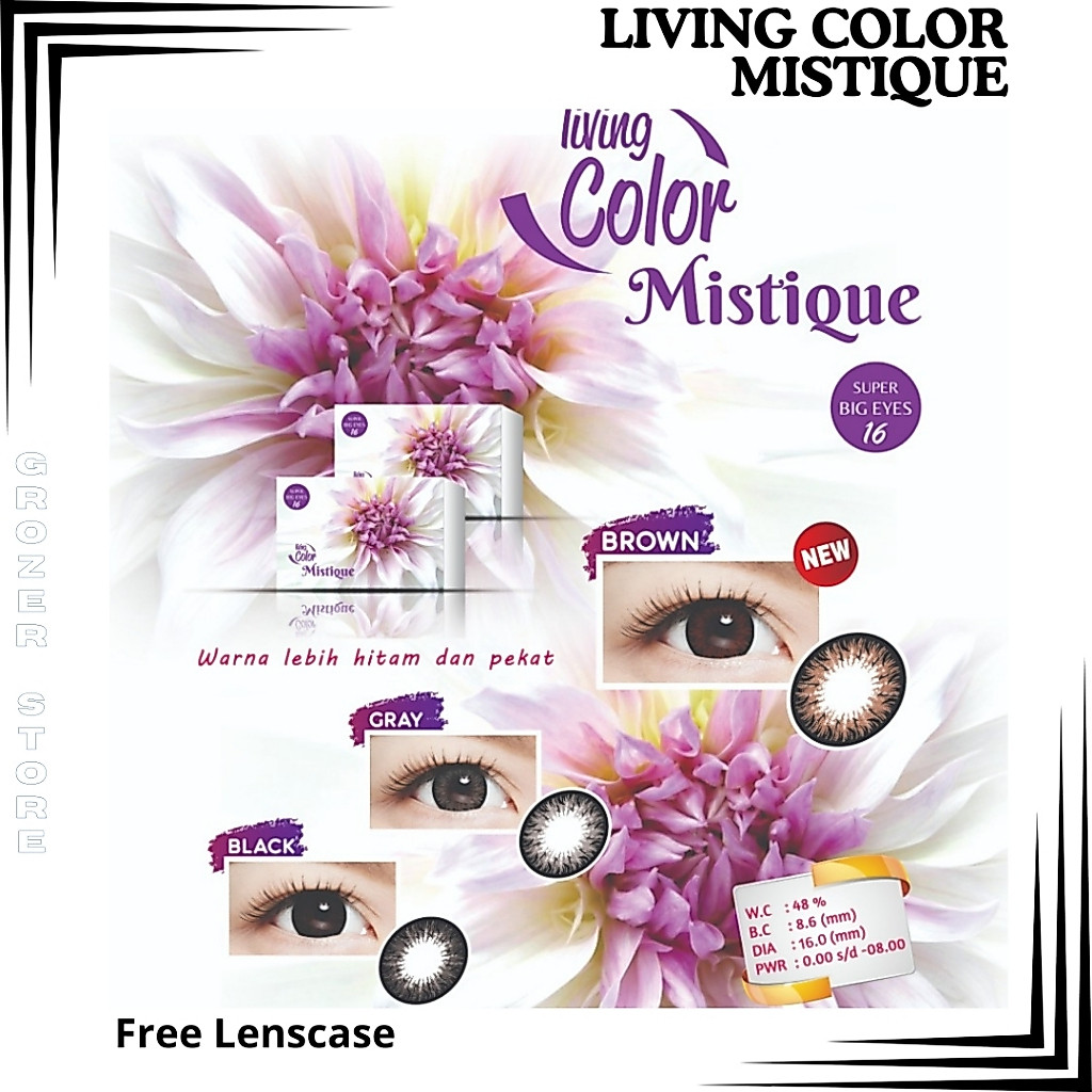 Mistique Softlens Warna Hitam Living Color Dia. 16.00mm Big Eye By Irislab Minus -0.50 sd -6.00