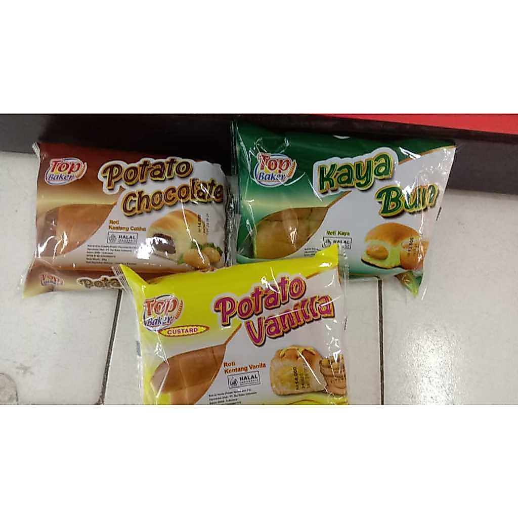 TOP BAKER ROTI SANDWICH POTATO BUN KENTANG CUSTARD FILLING / KAYA BUN / CHOCOLATE 280 GRAM