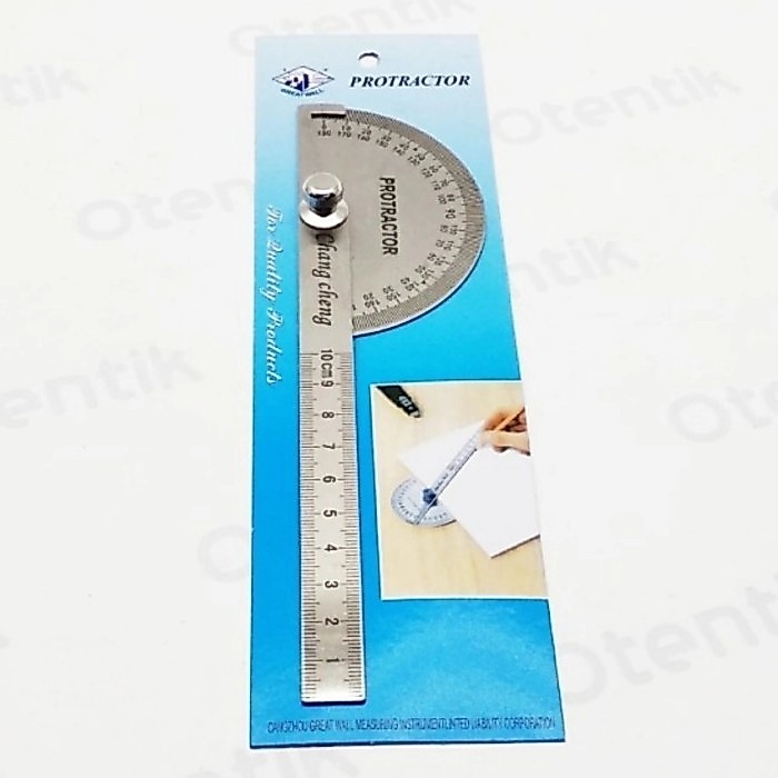 PENGGARIS BUSUR DERAJAT 180 / PROTRACTOR STAINLESS 10CM - 180 DERAJAT - GARISAN DENGAN BUSUR